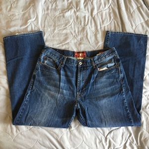 Relaxed straight dark blue jeans